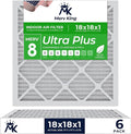 MervKing 18x18x1 Air Filter Actual Size: 17.7" x 17.7" x 0.75" MERV 8 MPR 600-700 | MADE IN USA | 6-Pack | Pleated HVAC AC Furnace Replacement