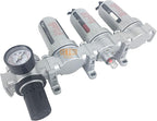 3/8" NPT MID FLOW 4 Stages Filter Coalescing Desiccant Dryer Regulator System For Compressed Air Lines, Poly Bowls, Great For Paint Spray And Plasma Cutter (MANUAL DRAIN)