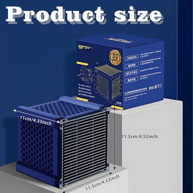 Pure Cube Water Trough Filter - Fish Tank Kit with Activated Carbon, Super Strong Honeycomb Aquarium Filter Media for Small Fish Tanks, Ponds & Livestock Water Purification (1PC, Blue)