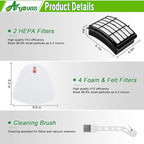 2 Hepa +4 Foam & Felt Filters Replacement for Shark Navigator Lift-Away Vacuum NV350, NV351, NV352, NV355, NV356E, NV357, NV360, NV370, NV391, UV440, UV490, UV540, UV550, Part XFF350 XHF350
