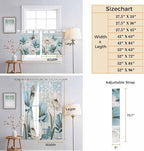 Spring Floral Kitchen Curtains 45 Inch Length, Short Cafe Window Curtains Tab Top, Vintage Tulips Flower Butterfly Retro Wood Blue Light Filtering Window Treatments Tier Drapes 27.5"x45" 2 Panel