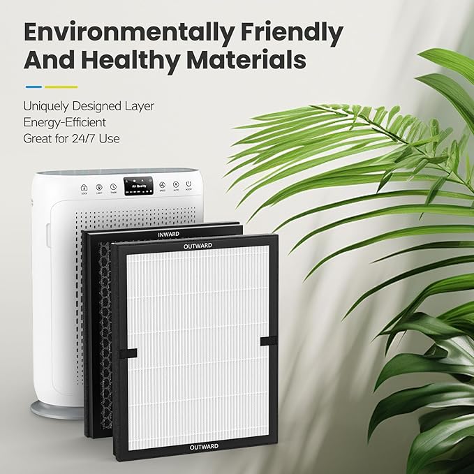 3 Pack E-200 HEPA Air Filter Compatible with LUNINO E-200 Air Purifier Filter Replacement 3 Stage Strong and Efficient Filtration For LUNINO Home Large Room up to 1740sq.ft