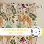 2 Panel Kitchen Cafe Curtains, Desert Camels Sunlight Filtering Nature Air Through, Home Decor Window Covering Tier Curtains for Living Room 80W x 84L inch Vintage Sand Animals Aloe Vera Leaves Beige