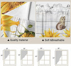 Yellow Sunflowers Swag Valances for Windows, Vintage Country Flowers Butterfly Wood Board Rod Pocket Kitchen Curtains Valance, Small Window Curtains Swag for Cafe Living Room, 2 Panels, 28x36 inch