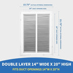 14x20 Return Air Grille [Duct Opening Size],Return Air Vent Cover for Wall Or Ceiling,Steel Return Air Filter Grilles Removable Face/Door for 1 Inch Filters (14"W x 20"H [Duct Opening])