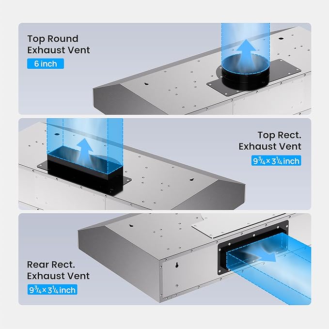 Range Hood 42 Inch Under Cabinet, 980CFM Fast Venting Ducted, Kitchen Hood With 3 Speed Gesture Sensing & Touch Control, Stainless Steel Stove Hood With LED Light And 2 Baffle Filters