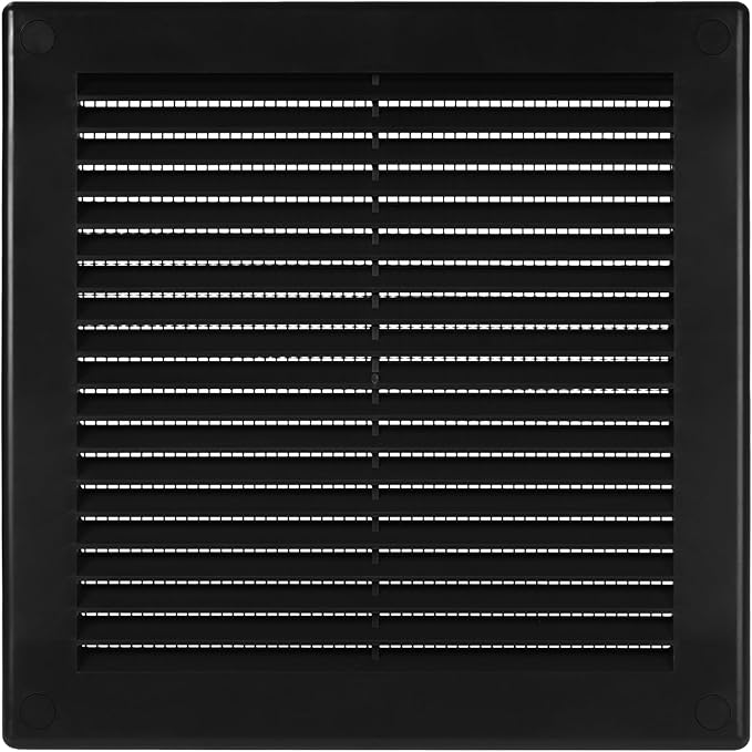 Vent Systems 6" x 6" (Opening Dimensions) Black Plastic Soffit Vent Cover - Durable Flat Square Air Vent Grille with Mesh Screen - Weather Ventilation Grill Wall & Ceiling Indoor & Outdoor