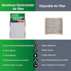 14x20x1 Air Filter Electrostatic Filter Reusable Washable HVAC AC Furnace Filter,MERV 8,Lasts a Lifetime, Healthier Home or Office(Actual Size:13.5x19.5x0.8 Inch)