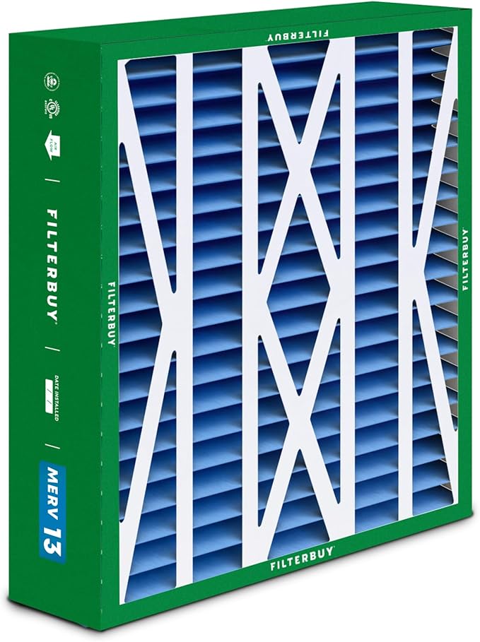 Filterbuy 20x23x5 Air Filter MERV 13 Optimal Smoke & Allergy Defense (3-Pack), Pleated HVAC AC Furnace Filters for Bryant, Carrier, BDP, Day & Night, and Payne (Actual Size: 19.81 x 22.56 x 4.25)