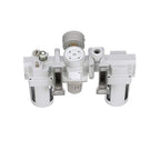 PneumaticPlus SAU400A-N04G - Dual Air System 1/2" NPT - Compressed Air Filter, Pressure Regulator & Lubricator w/Additional Free Air Port 3/8" NPT - Manual Drain, Poly Bowl