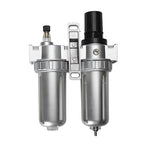 Air Filter Pressure Regulator 1/4 Inch, Compressed Air Line Filter with Dial Gauge, Aluminum Alloy and PC Oil Water Separator for Pneumatic Tools and Air Compressors