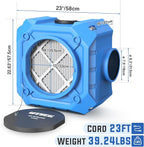 Commercial Air Scrubber with 3-Stage Filtration, Stackable Negative Air Machine with HEPA & MERV-10 & Carbon Filters - Heavy Duty Air Purifier for Industrial and Home