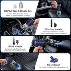 KMM Handheld Car Vacuum Cleaner, 9000Pa Vacuum Cleaner and Air Duster, 120W High Power Hand Held Vacuum with LED Light and Multi-Nozzles for Car, Home, Office, Pet