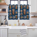 2 Panel Kitchen Cafe Curtains, Desert Camels Sunlight Filtering Nature Air Through, Home Decor Window Covering Tier Curtains for Living Room 104W x 52L inch Wildlife Brown Animals Blue Geometric