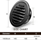 Zonon 8 Pcs Stainless Steel Soffit Vents 6 Inch Round Dryer Vent Cover with Mesh Screen for Home Outdoor Bathroom Wall Ceiling Outside Exterior Exhaust Black