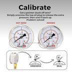 Glycerin-Filled Pressure Gauge,Brass Internal 2-Inch Gauge, Stainless Steel, 1/4" NPT Lower Mount (0-100Psi 2 Pack)