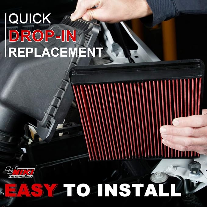 Engine Air Filter High-Flow Increase Power & Towing, Washable,Nikimotorsport Air Filter Compatible with 2007-2024 Ford/Lincoin:Expedition/F150/F250/F350/F450/F550/F650,Cross Reference:33-2385