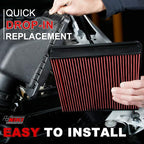Engine Air Filter High-Flow Increase Power & Towing, Washable,Nikimotorsport Air Filter Compatible with 2007-2024 Ford/Lincoin:Expedition/F150/F250/F350/F450/F550/F650,Cross Reference:33-2385