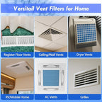 Air Vent Filter Kit - 20" x 90" Cut to Fit Air Filter Materials MERV 8 Electrostatic Media Roll for Home Floor, Ceiling, AC, HVAC, RVC Furnace Vents, With 48PCs Adhesive Hook Tape