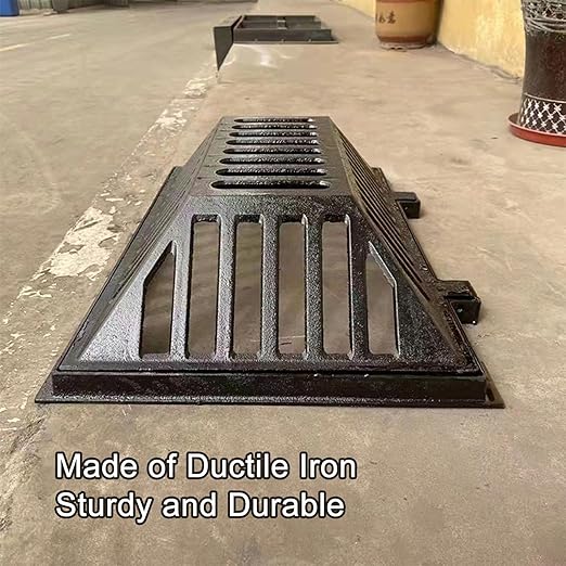 Manhole Cover and Frame Ductile Iron, Heavy Duty Drain Grate, One-Piece Design, Reinforced Drainage Covers for Yard, Garden, Construction Sites(50 * 30 * 12 cm/20 * 12 * 5 in)