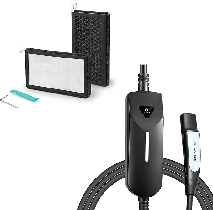 Lectron Bundle - Level 1/2 (12A & 40A) Tesla NACS Portable EV Charger Compatible with All NACS Electric Vehicles & Cabin Air Filter Replacement