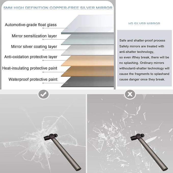 Smart Illuminated LED Bathroom Mirror，Bathroom Mirror with LED Lights，Energy-Saving LED Smart Mirrors，LED Mirror for Bathroom，with Demister Pad and Smart Touch Switch(H70*W80cm/H27.6*W31.5IN)