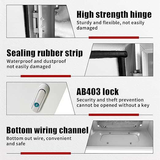 Electrical Box 20 x 12 x 10 Inch Indoor Outdoor Electrical Enclosure Box Steel Junction Box Wall Mounted Universal Electrical Project Box with Safety Locks and Mounting Plates