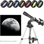 Andoer Telescopic Eyepiece Filter Kit, 1.25 Inch Telescopic Moon Filter Sky Light Filter CPL Filter, 5 Colour Filter Set (Red, Orange, Yellow, Green, Blue) for Moon Watching