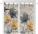 Spring Tulips Flower Living Room Curtains 84 Inch Length, Window Curtains Tab Top, Vintage Floral Barn Doors Rustic Beige Light Filtering Window Treatments Drapes 42"x84" 2 Panel