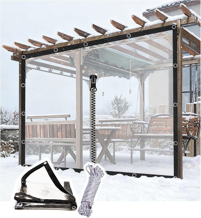 Curtain Patio Enclosure, Water Proof PVC Curtains for Gazebos with Zip, Transparent Outdoor Tarps for Patio Enclosure, Camping, Porch(1.7x2.5m)