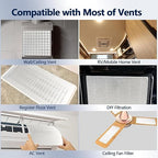 MERV 8 Air Vent Filters, 20" x 140"Cut to Fit Air Filter Material (100+ Filters),Electrostatic Triple Vent Filter for Floor, Ceiling, HVAC Furnace Vents, Includes 48 Adhesive Hook Tape