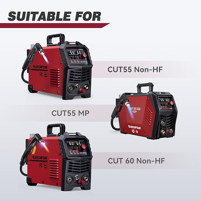 ARCCAPTAIN 23Pcs IPT60 Plasma Cutter Torch Consumables, .035" Plasma Cutter Accessories for ARCCAPTAIN CUT55 NON-HF, CUT55 MP and CUT60 Non-HF, Work with 30-40A Current