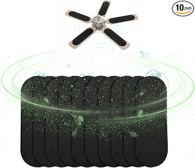 10-Pack Ceiling Fan Blade Filters with Activated Charcoal - Odorless Coconut Shell Carbon Air Purifier Pads, Dust Catcher for Ceiling Fans, Compatible with Most Models