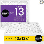 Simply 12x12x1 Air Filter, Merv 13, 6 Pack, For Home AC Furnace & HVAC (Actual Size: 11.75"x11.75"x0.75") DUST, Pet, & Allergy Control