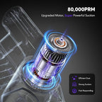Cordless Vacuum Cleaner Rechargeable with 2600mAh Detachable Battery, Powerful Vacuums with 2 Adjustable Modes, Lightweight Portable Stick Vacuum for Home (Ink Purple)