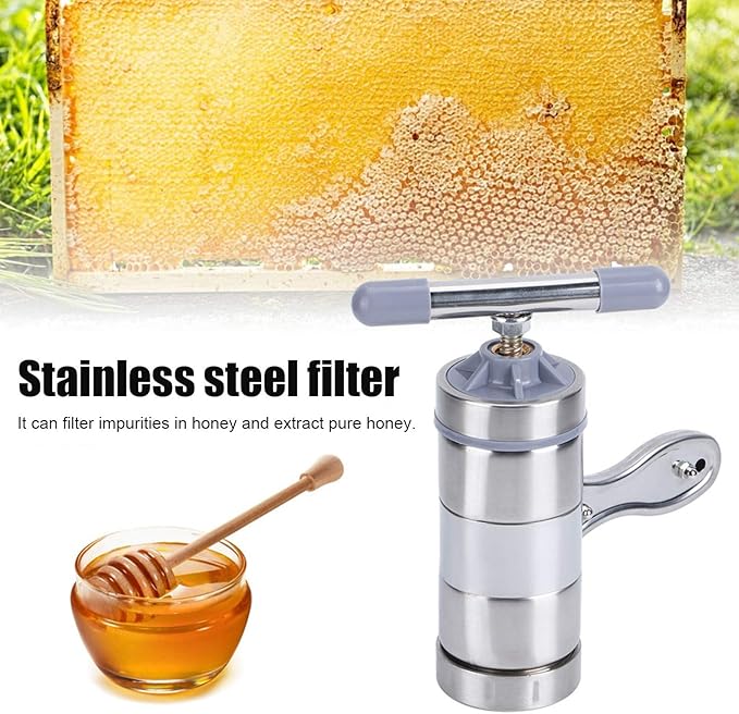 Yosoo Handheld Honey Presser, Stainless Steel Manual Honey Extractor for Beekeeping, Portable Tool with Stainless Steel Filter, Small Size and Easy Operation, Perfect for Beekeepers