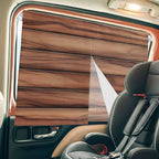 Western Barn Door Magnetic Double Layer Car Window Shades,Side Window Curtains for Blackout/Breathable Mesh View,Country Farmhouses Wooden Grain Brown Heat Protection Privacy Sun Shades 26x20in 2pcs
