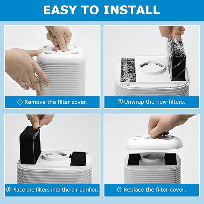 6 Pack LV-H128 Replacement Filter Compatible with LEVOIT LV-H128 / PUURVSAS (HM669A) / ROVACS (RV60) Air Purifiers, 3-IN-1 Filter for LV-H128-RF Replacement Filter