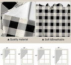 Swag Curtain Valances for Kitchen Windows,Farm Wooden House Black Buffalo Plaid Short Rod Pocket Window Valance,Western Star Swag Topper for Bedroom Living Room,2 Panels 28x36in