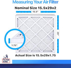 Filter King 15.5x29x2 Air Filter | 6-PACK | MERV 8 HVAC Pleated A/C Furnace Filters | MADE IN USA | Actual Size: 15.5 x 29 x 1.75"