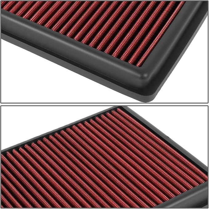 DNA Motoring AFPN-207-RD Washable Drop In Panel Air Filter Enhance Engine Performance Power & Acceleration Improve [Compatible with 17-19 Elantra / 18-20 Kona / 19-20 Veloster / 19 Fort / 20 Soul ]