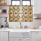 2 Panel Kitchen Cafe Curtains, Brown Desert Camels Sunlight Filtering Nature Air Through, Window Decor Tier Curtains for Living Room 104W x 52L inch Tropical Date Coconut Trees Cords Leaves