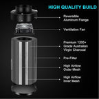 MELONFARM 6 inch Air Carbon Filter Smelliness Control with Australia Virgin Charcoal, Built-in 14cm Fan Low Nois and Speed Controller, Smelliness Scrubber for Inline Duct Fan, Grow Tent 6" x 13.4"