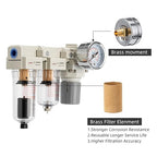 Air Pressure Regulator 1/4 NPT,Air Compressor Water Separator(0-150PSI),Air Compressor Dryer Auto Drain+Manual Drain-Double Air Filters