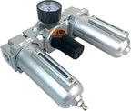 3/4" NPT HEAVY DUTY Compressed Air In Line Filter Regulator Lubricator Oiler Combo, Metal Bowl, 5 Micron Element, Adjustable From 7 to 215 PSI (MANUAL DRAIN)