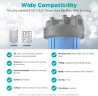 SimPure Whole House Water Filter Cartridges 5 Micron 10" x 4.5" CTO Activated Carbon Block, For DB10P, DB10C-2, GE GXWH40L, GXWH35F, BB10, FXHTC, FC15B, 8 Pack