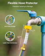 AQUA CREST Garden Hose Water Filter for Plants, Greatly Reduces Chlorine, Odor, Improve Plants Health, Ideal for Organic Gardening, Farming and Pets, 4 Pack with 2 Hose Protector