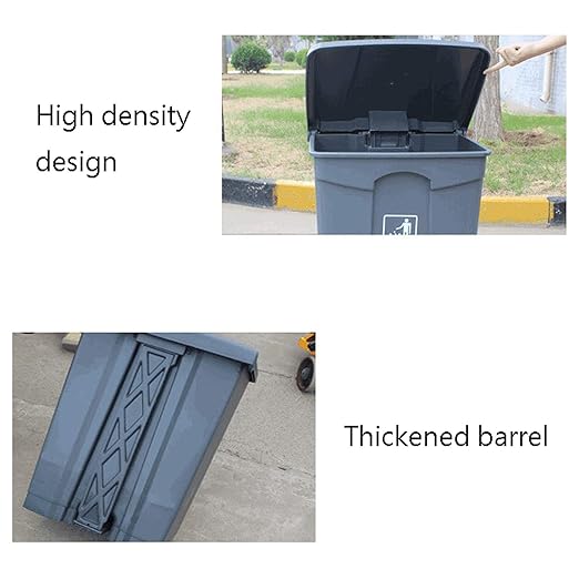 Outdoor Trash can Outdoor Sorting Trash can Large Pedal Type Waste bin with lid 11.8 Gallon Plastic Commercial Outdoor Garbage can, 4 Colors Trash Can (Size : Gris)