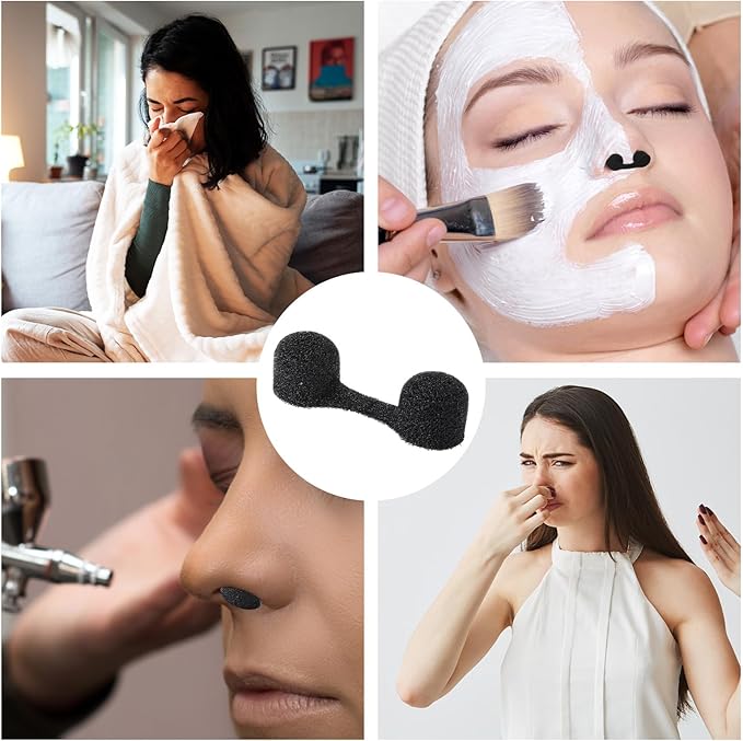 50 Pieces Nose Plug Filter Disposable Nose Dust Filters Bulk Sponge Nostril Filters for Spray Tanning Welding Dust Allergies Dust Construction Areas (Black)