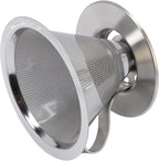 SIXRUN Portable Stainless Steel Cone Coffee Filter, Optimal Extraction for Travel, Business and Camping with 300 Mesh Filtering Capacity